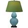Double Gourd 31"H Steel Blue And Bronze Lamp w/ Tea And Taupe Shade