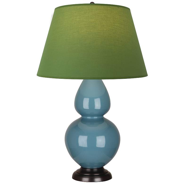 Image 1 Double Gourd 31"H Steel Blue And Bronze Lamp w/ Tea And Taupe Shade