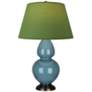 Double Gourd 31"H Steel Blue And Bronze Lamp w/ Tea And Taupe Shade