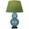 Double Gourd 31"H Steel Blue And Bronze Lamp w/ Tea And Taupe Shade