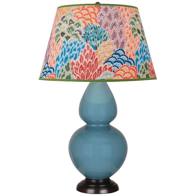 Image 1 Double Gourd 31"H Steel Blue And Bronze Table Lamp w/ Spring Shade