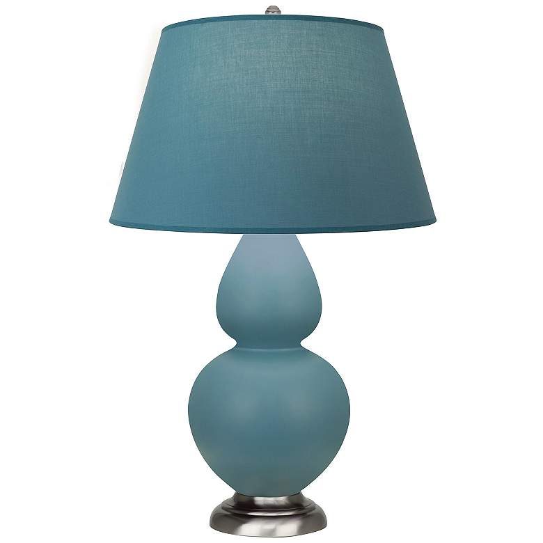 Image 1 Double Gourd 31"H Steel Blue And Silver Lamp w/ Bright Blue And Gray Shade