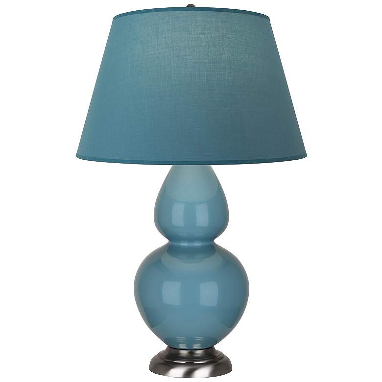 Image 1 Double Gourd 31"H Steel Blue And Silver Lamp w/ Bright Blue And Gray Shade