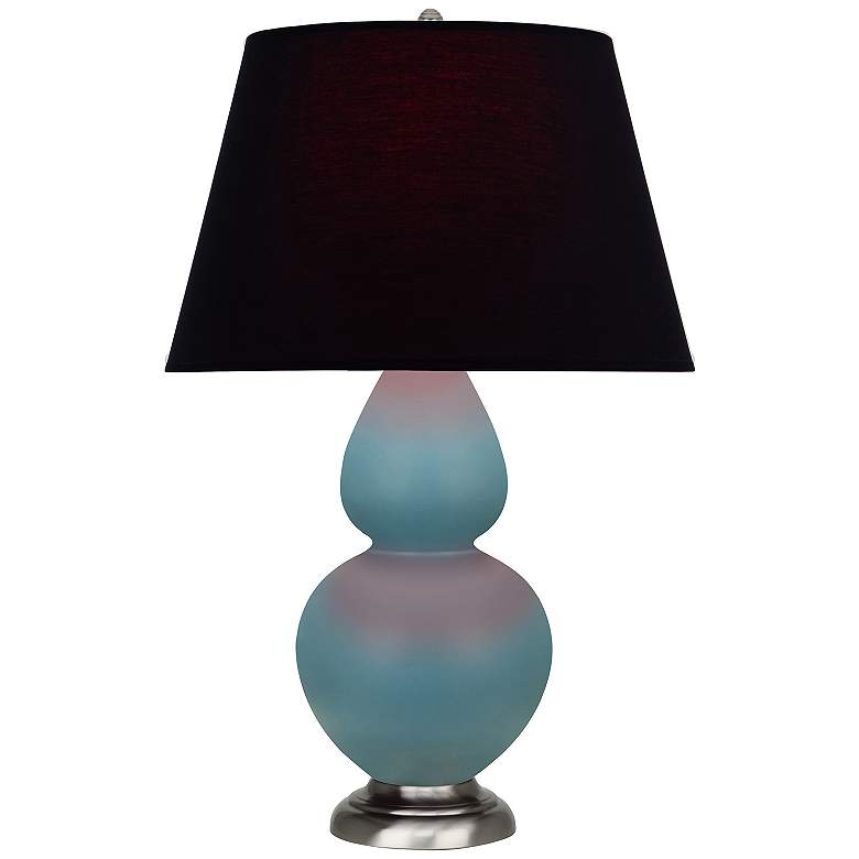 Image 1 Double Gourd 31"H Steel Blue And Silver Lamp w/ Ink And Rose Shade