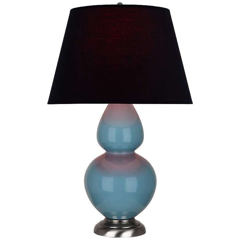 Image 1 Double Gourd 31"H Steel Blue And Silver Lamp w/ Ink And Rose Shade