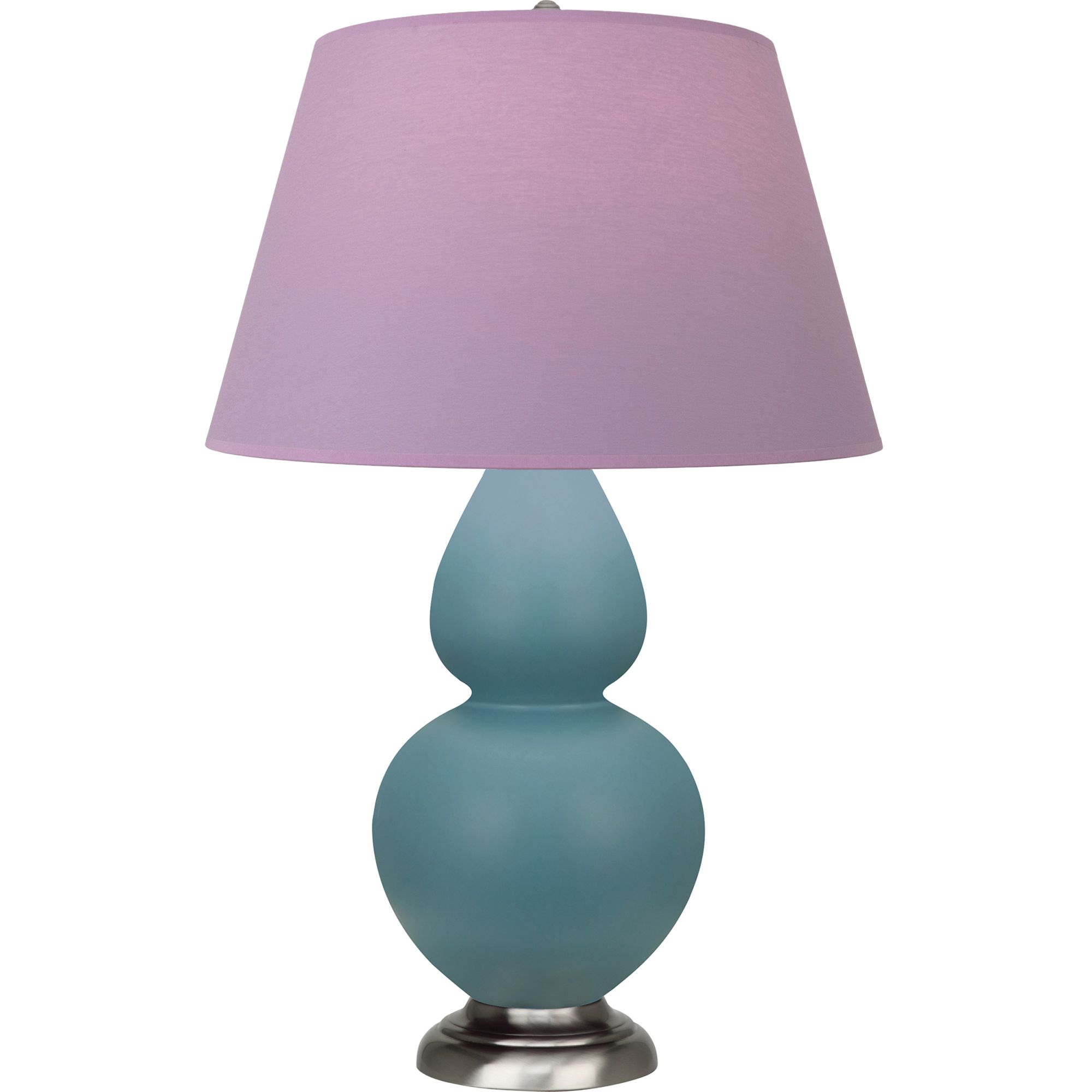 Image 2 Double Gourd 31"H Steel Blue And Silver Lamp w/ Lavender And Plum Shade more views
