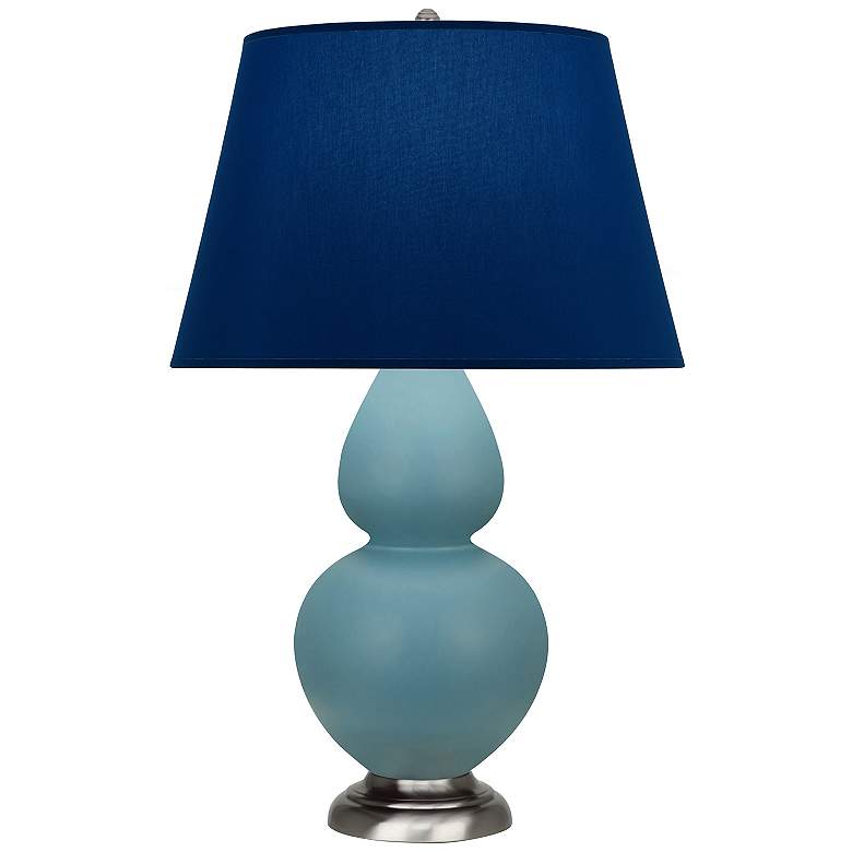 Image 1 Double Gourd 31"H Steel Blue And Silver Lamp w/ Navy And Gray Shade