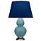 Double Gourd 31"H Steel Blue And Silver Lamp w/ Navy And Gray Shade