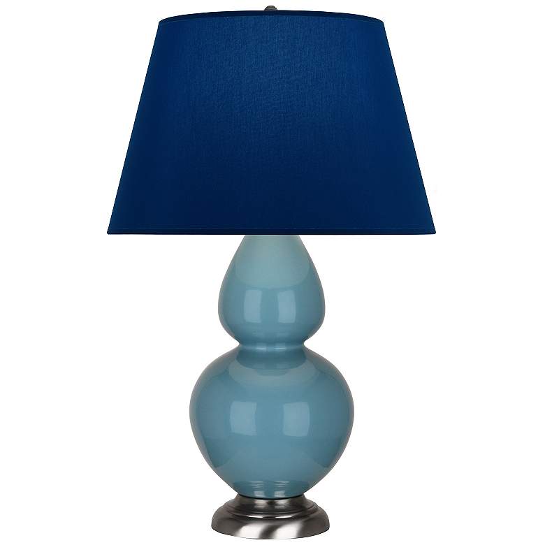 Image 1 Double Gourd 31"H Steel Blue And Silver Lamp w/ Navy And Gray Shade