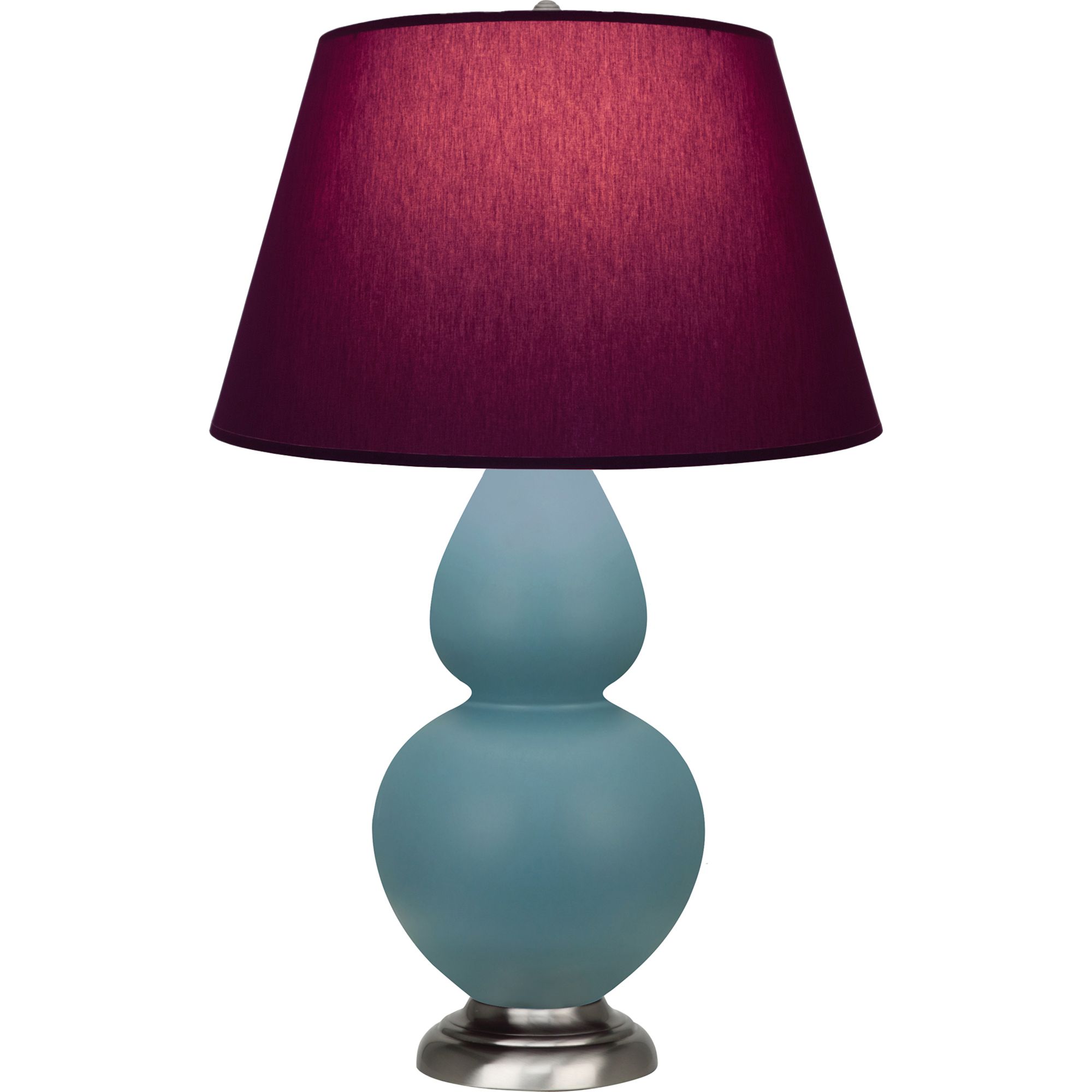 Image 2 Double Gourd 31"H Steel Blue And Silver Lamp w/ Plum And Lavender Shade more views