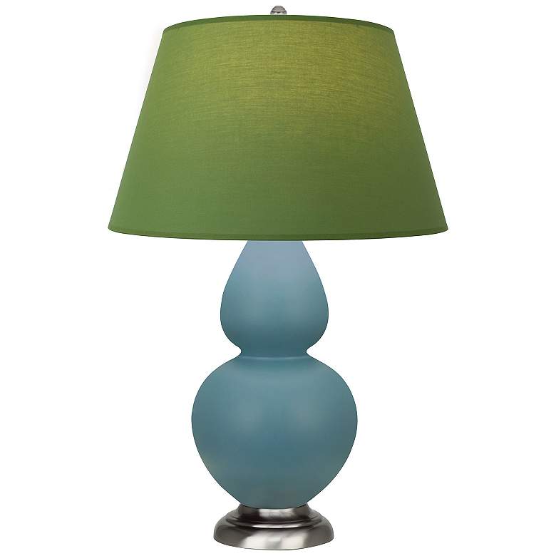 Image 1 Double Gourd 31"H Steel Blue And Silver Lamp w/ Tea And Taupe Shade