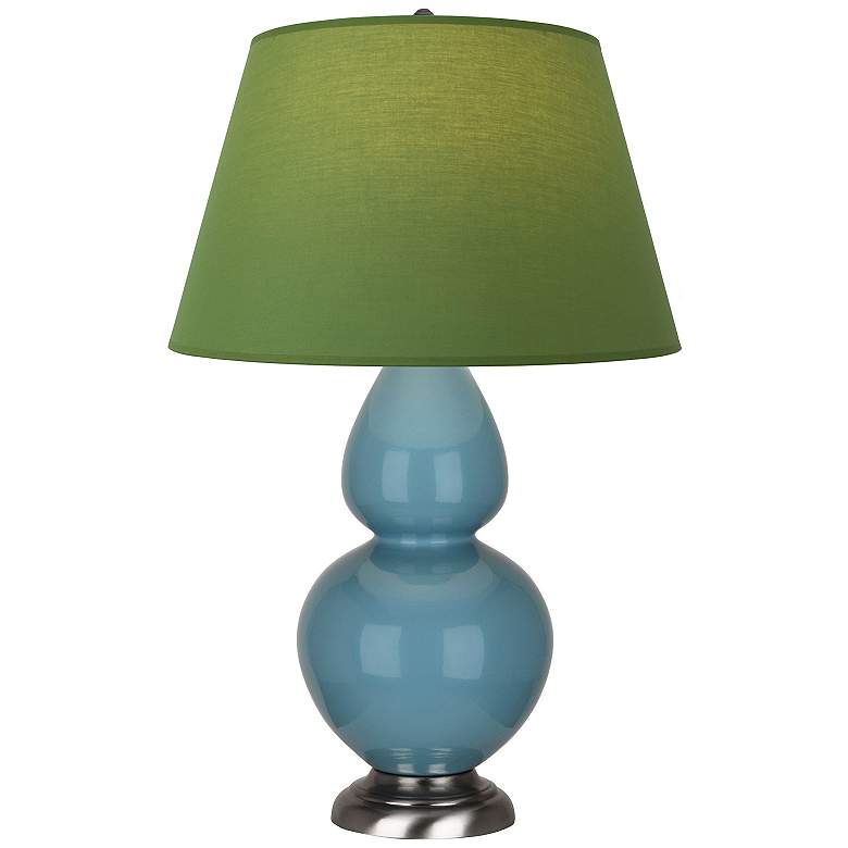 Image 1 Double Gourd 31"H Steel Blue And Silver Lamp w/ Tea And Taupe Shade