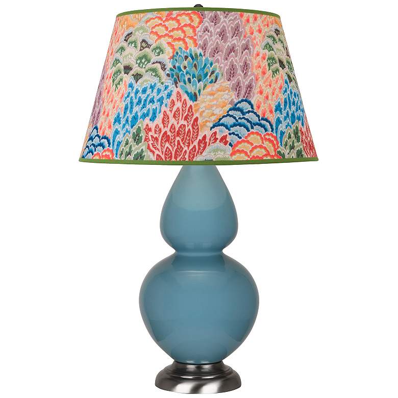 Image 1 Double Gourd 31"H Steel Blue And Silver Table Lamp w/ Spring Shade