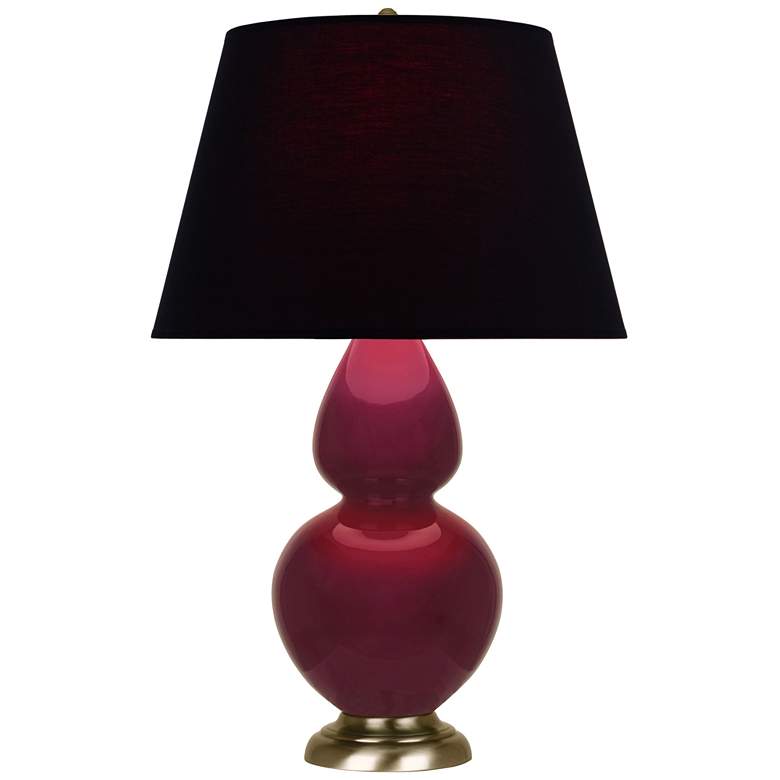 Image 1 Double Gourd 31"H Sugar Plum Glazed Brass Table Lamp w/ Black Red Shade