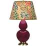 1_Double Gourd 31"H Sugar Plum Glazed Brass Table Lamp w/ Fall Floral Shade