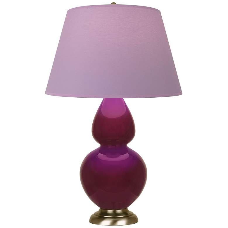 Image 1 Double Gourd 31"H Sugar Plum Glazed Brass Table Lamp w/ Lavender Shade