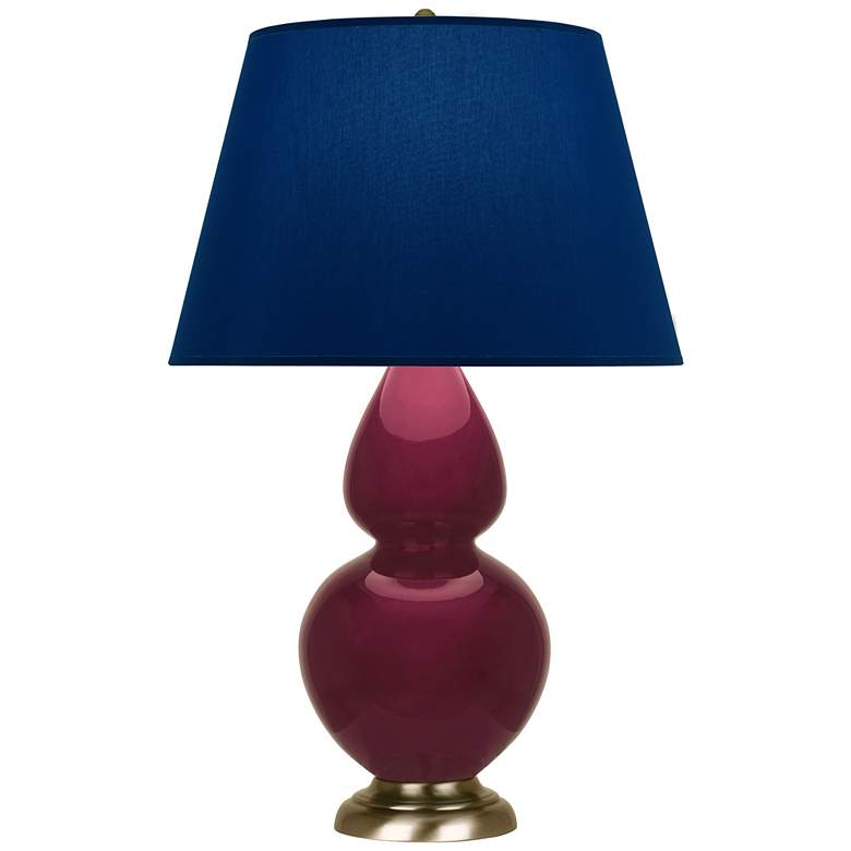 Image 1 Double Gourd 31"H Sugar Plum Glazed Brass Table Lamp w/ Navy Shade