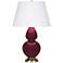 Double Gourd 31"H Sugar Plum Glazed Brass Table Lamp w/ Pearl Dupioni Shade