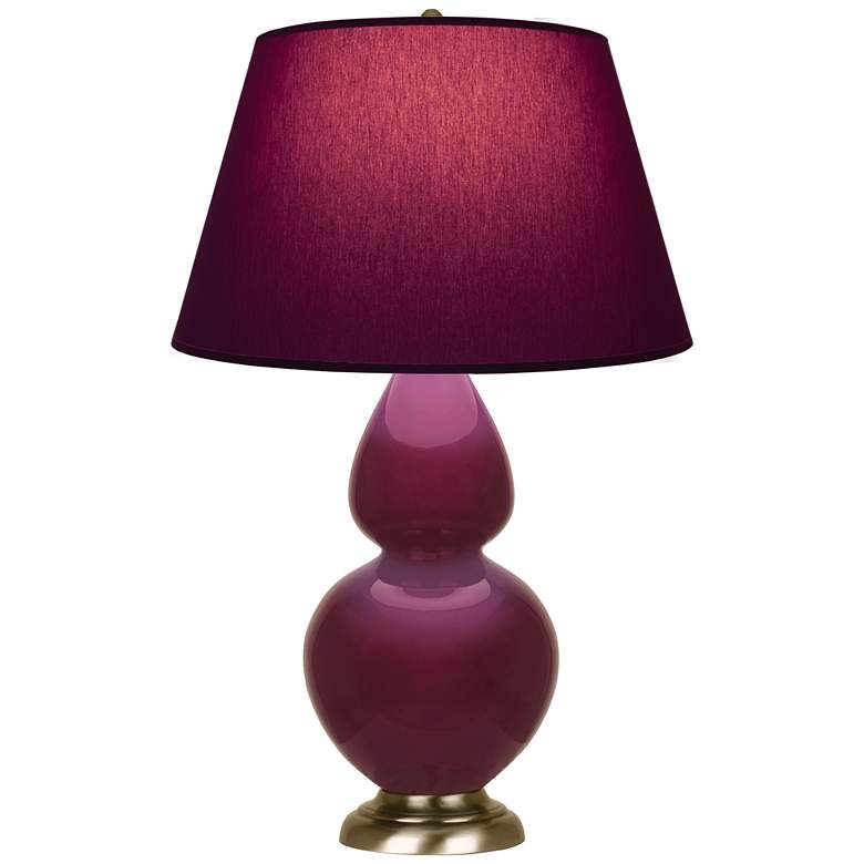 Image 1 Double Gourd 31"H Sugar Plum Glazed Brass Table Lamp w/ Plum Shade