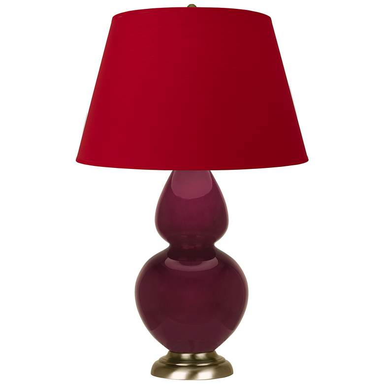 Image 1 Double Gourd 31"H Sugar Plum Glazed Brass Table Lamp w/ Red Black Shade