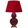 1_Double Gourd 31"H Sugar Plum Glazed Brass Table Lamp w/ Red Black Shade