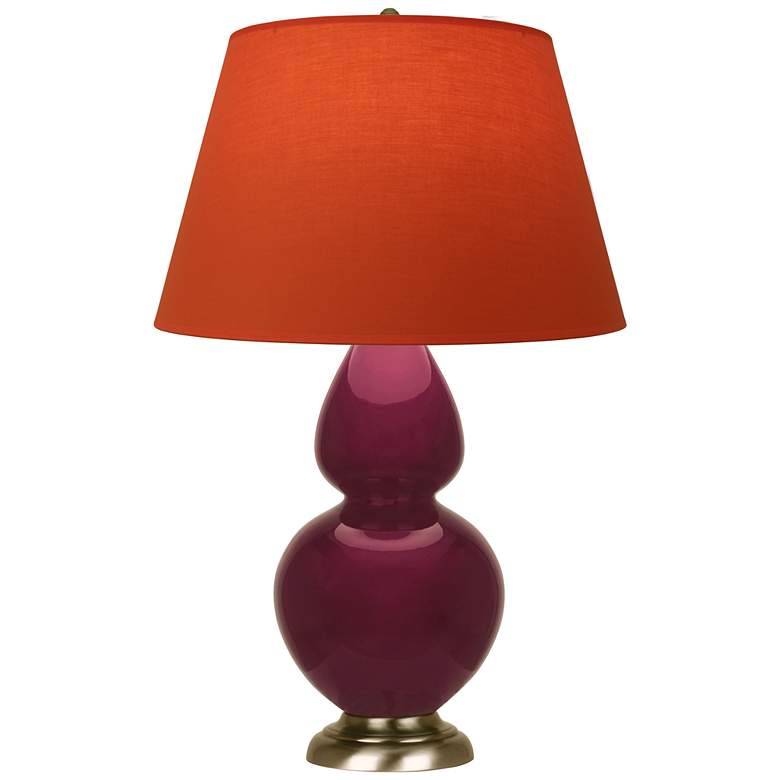 Image 1 Double Gourd 31"H Sugar Plum Glazed Brass Table Lamp w/ Tangerine Shade