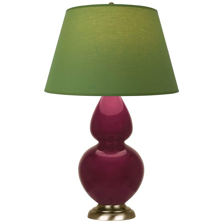 Image 1 Double Gourd 31"H Sugar Plum Glazed Brass Table Lamp w/ Tea Green Shade