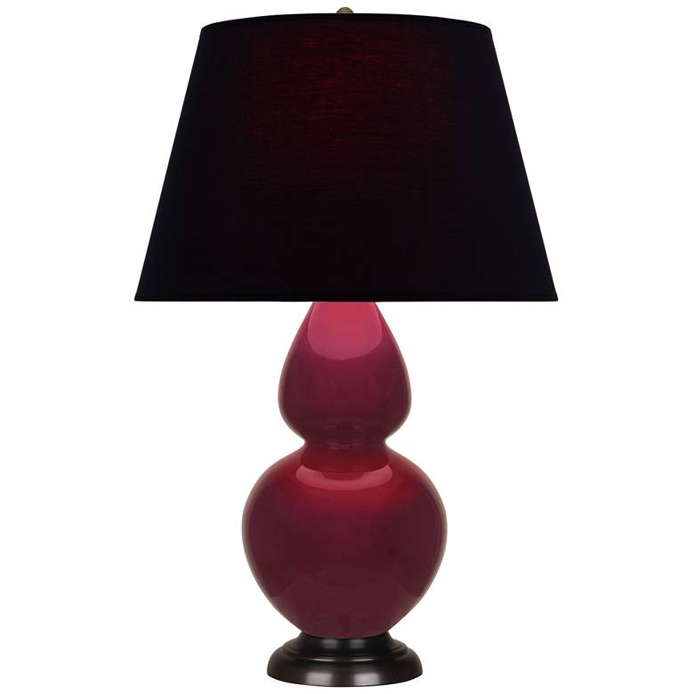 Image 1 Double Gourd 31"H Sugar Plum Glazed Bronze Table Lamp w/ Black Red Shade