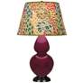 1_Double Gourd 31"H Sugar Plum Glazed Bronze Table Lamp w/ Fall Floral Shade