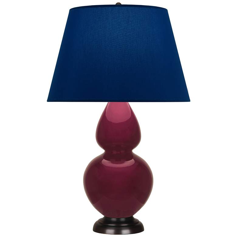 Image 1 Double Gourd 31"H Sugar Plum Glazed Bronze Table Lamp w/ Navy Shade