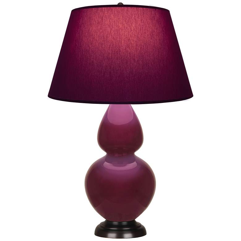 Image 1 Double Gourd 31"H Sugar Plum Glazed Bronze Table Lamp w/ Plum Shade