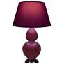 1_Double Gourd 31"H Sugar Plum Glazed Bronze Table Lamp w/ Plum Shade