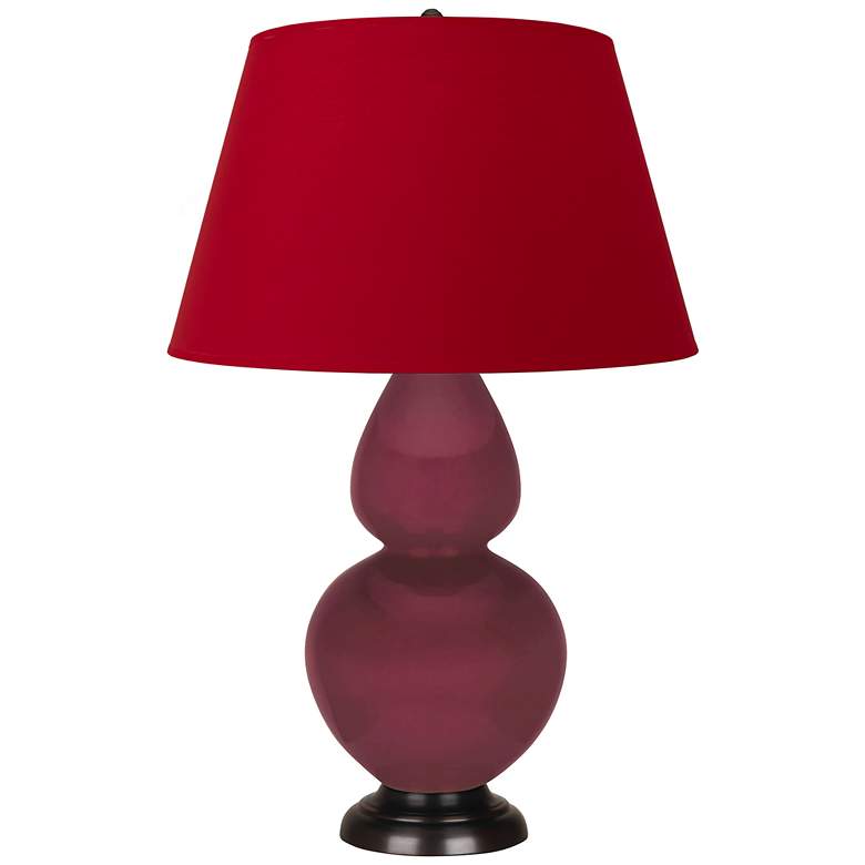 Image 1 Double Gourd 31"H Sugar Plum Glazed Bronze Table Lamp w/ Red Black Shade
