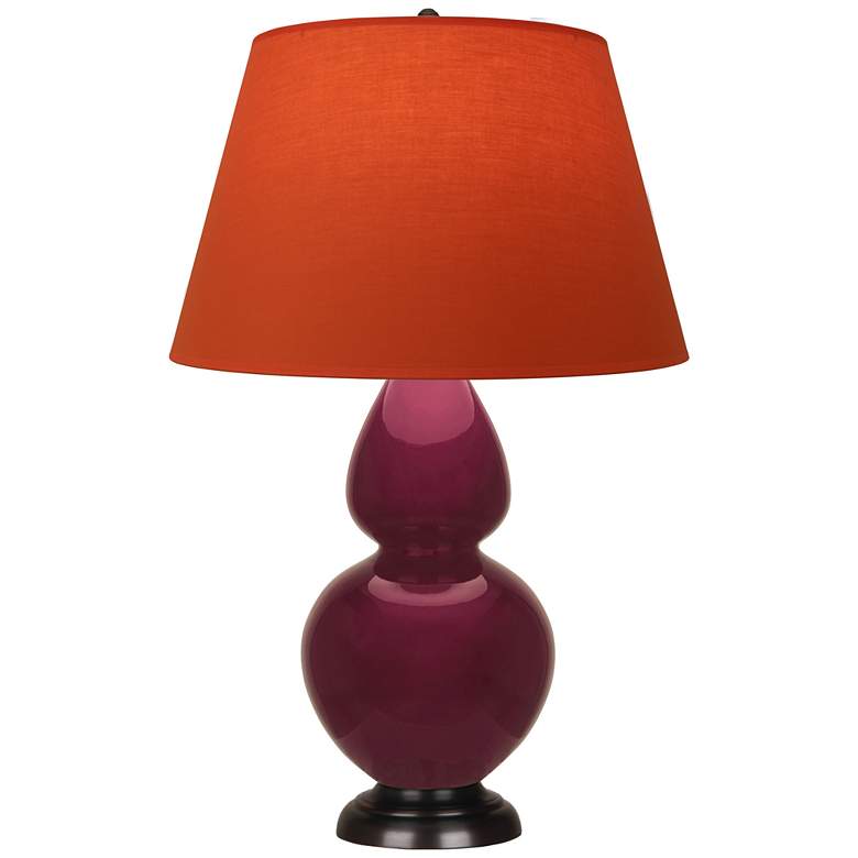 Image 1 Double Gourd 31"H Sugar Plum Glazed Bronze Table Lamp w/ Tangerine Shade