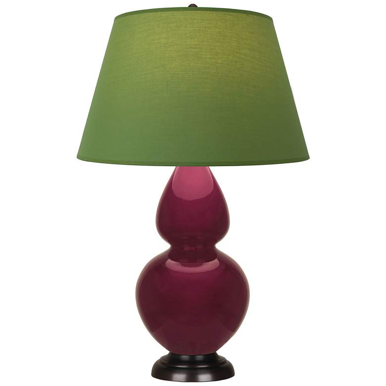 Image 1 Double Gourd 31"H Sugar Plum Glazed Bronze Table Lamp w/ Tea Green Shade