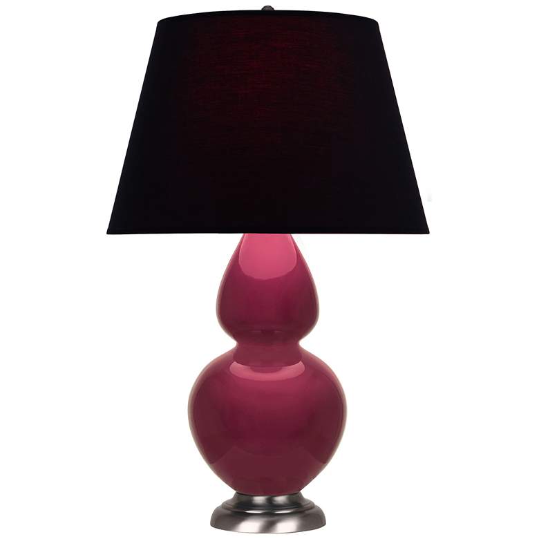 Image 1 Double Gourd 31"H Sugar Plum Glazed Silver Table Lamp w/ Black Red Shade
