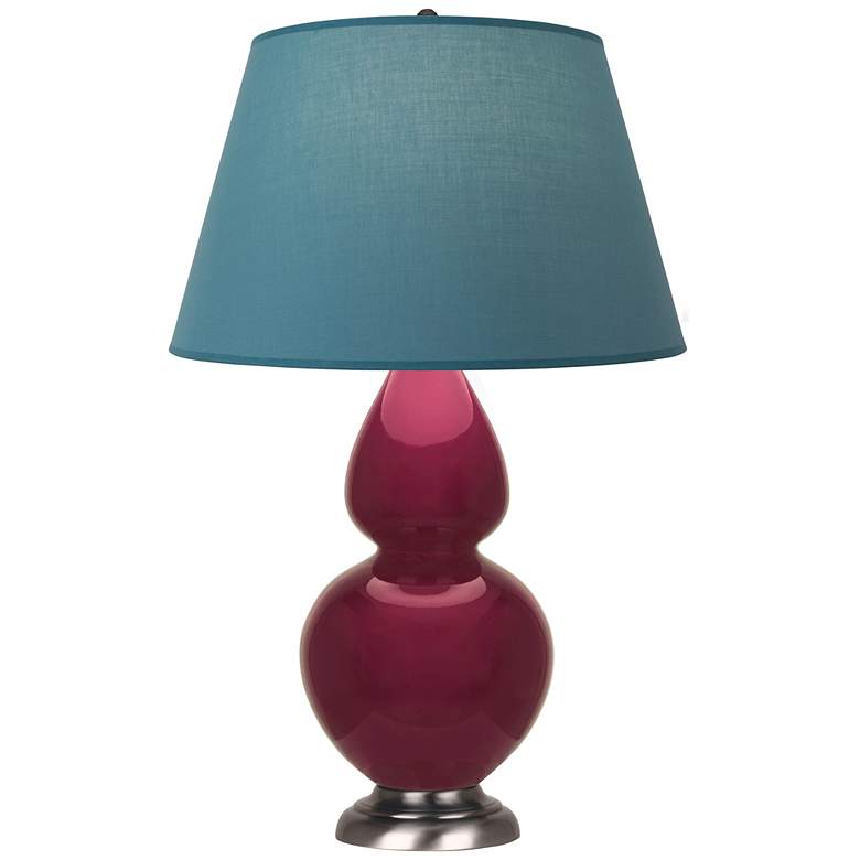 Image 1 Double Gourd 31"H Sugar Plum Glazed Silver Table Lamp w/ Bright Blue Shade