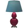 1_Double Gourd 31"H Sugar Plum Glazed Silver Table Lamp w/ Bright Blue Shade