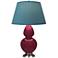 Double Gourd 31"H Sugar Plum Glazed Silver Table Lamp w/ Bright Blue Shade