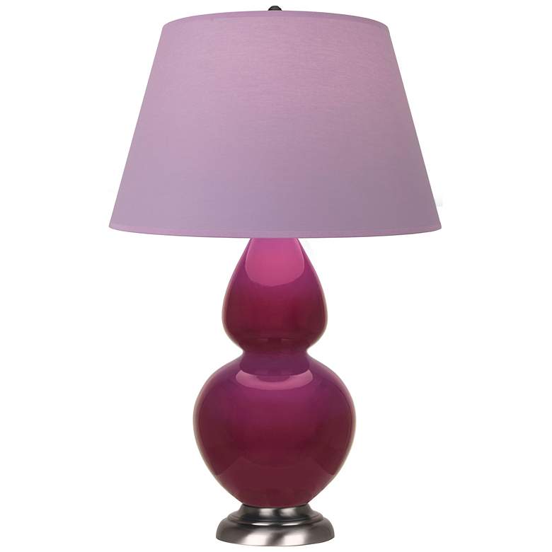 Image 1 Double Gourd 31"H Sugar Plum Glazed Silver Table Lamp w/ Lavender Shade