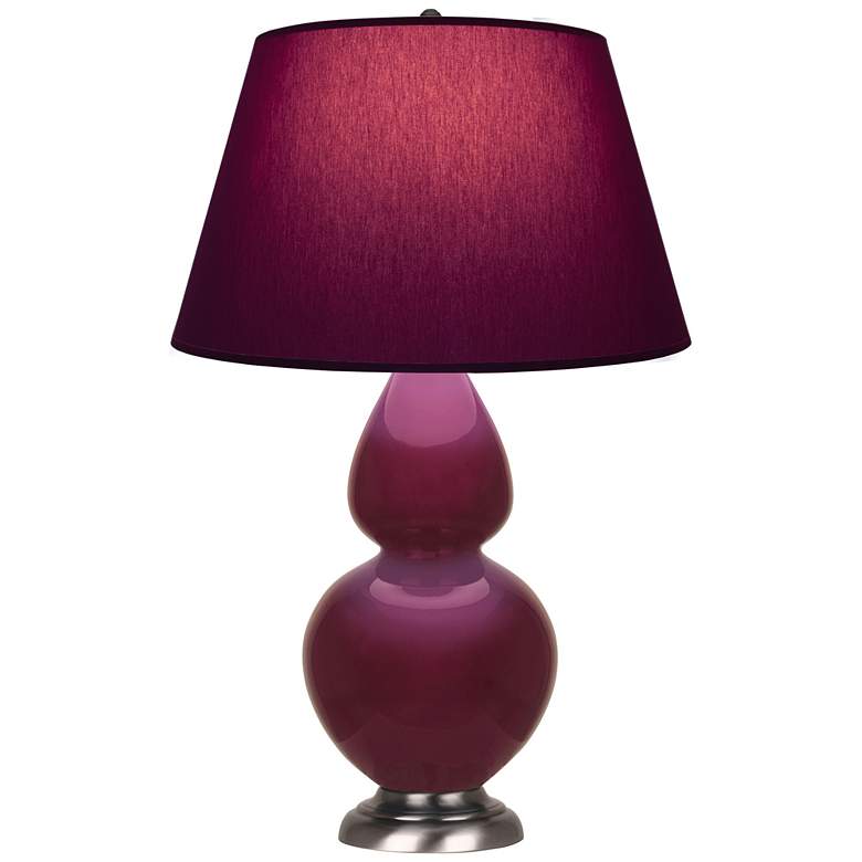 Image 1 Double Gourd 31"H Sugar Plum Glazed Silver Table Lamp w/ Plum Shade