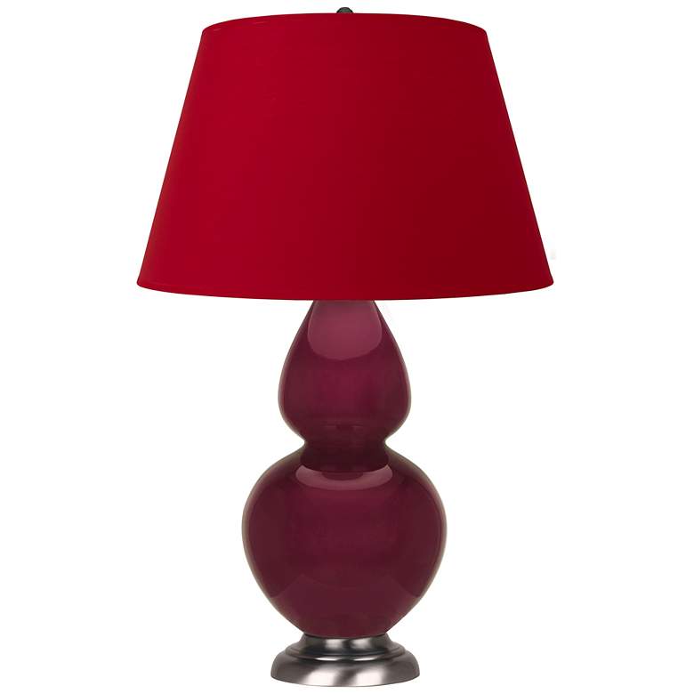 Image 1 Double Gourd 31"H Sugar Plum Glazed Silver Table Lamp w/ Red Black Shade