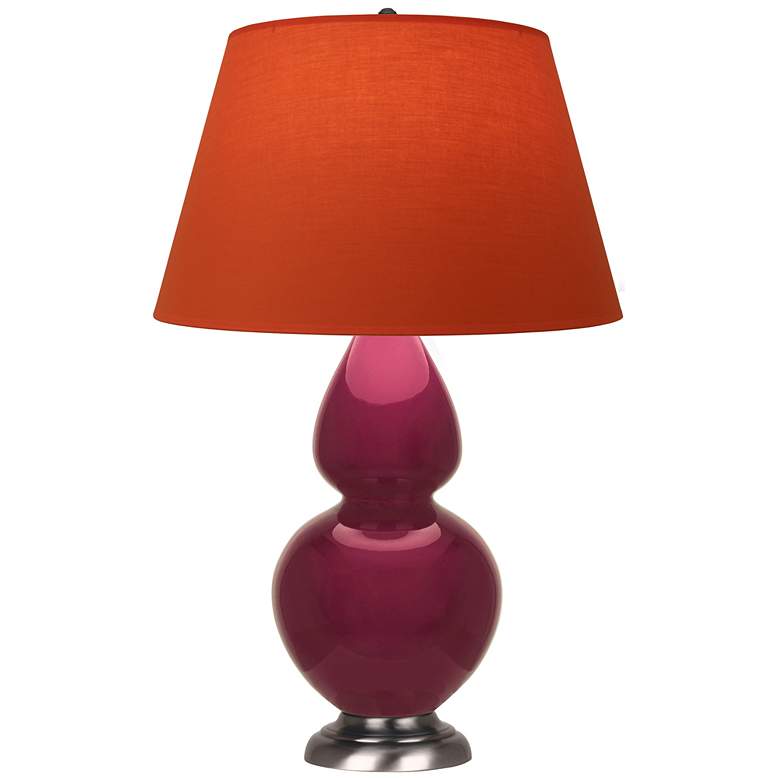 Image 1 Double Gourd 31"H Sugar Plum Glazed Silver Table Lamp w/ Tangerine Shade