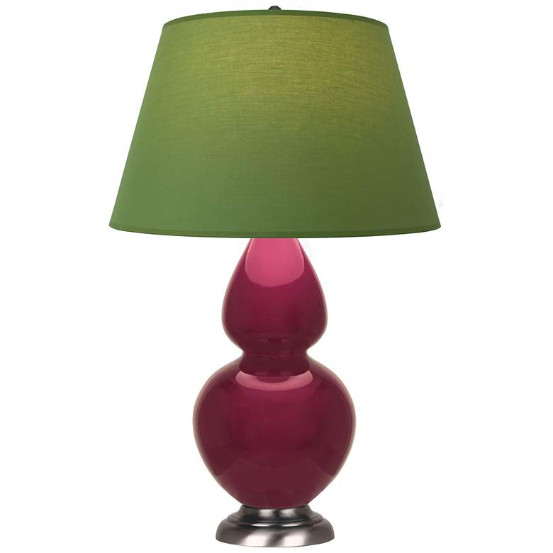 Image 1 Double Gourd 31"H Sugar Plum Glazed Silver Table Lamp w/ Tea Green Shade