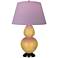 Double Gourd 31"H Sunset And Bronze Lamp w/ Lavender And Plum Shade
