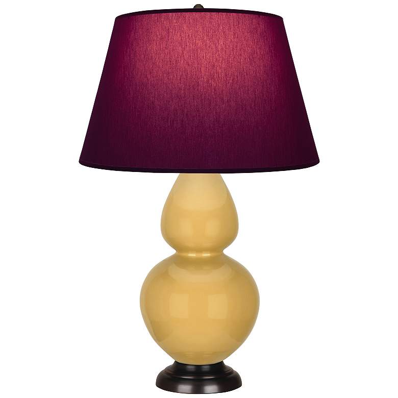 Image 1 Double Gourd 31"H Sunset And Bronze Lamp w/ Plum And Lavender Shade