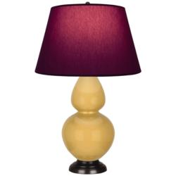 Double Gourd 31"H Sunset And Bronze Lamp w/ Plum And Lavender Shade