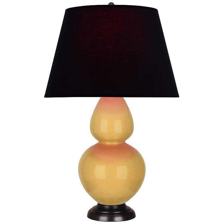 Image 1 Double Gourd 31"H Sunset And Bronze Table Lamp w/ Black And Red Shade