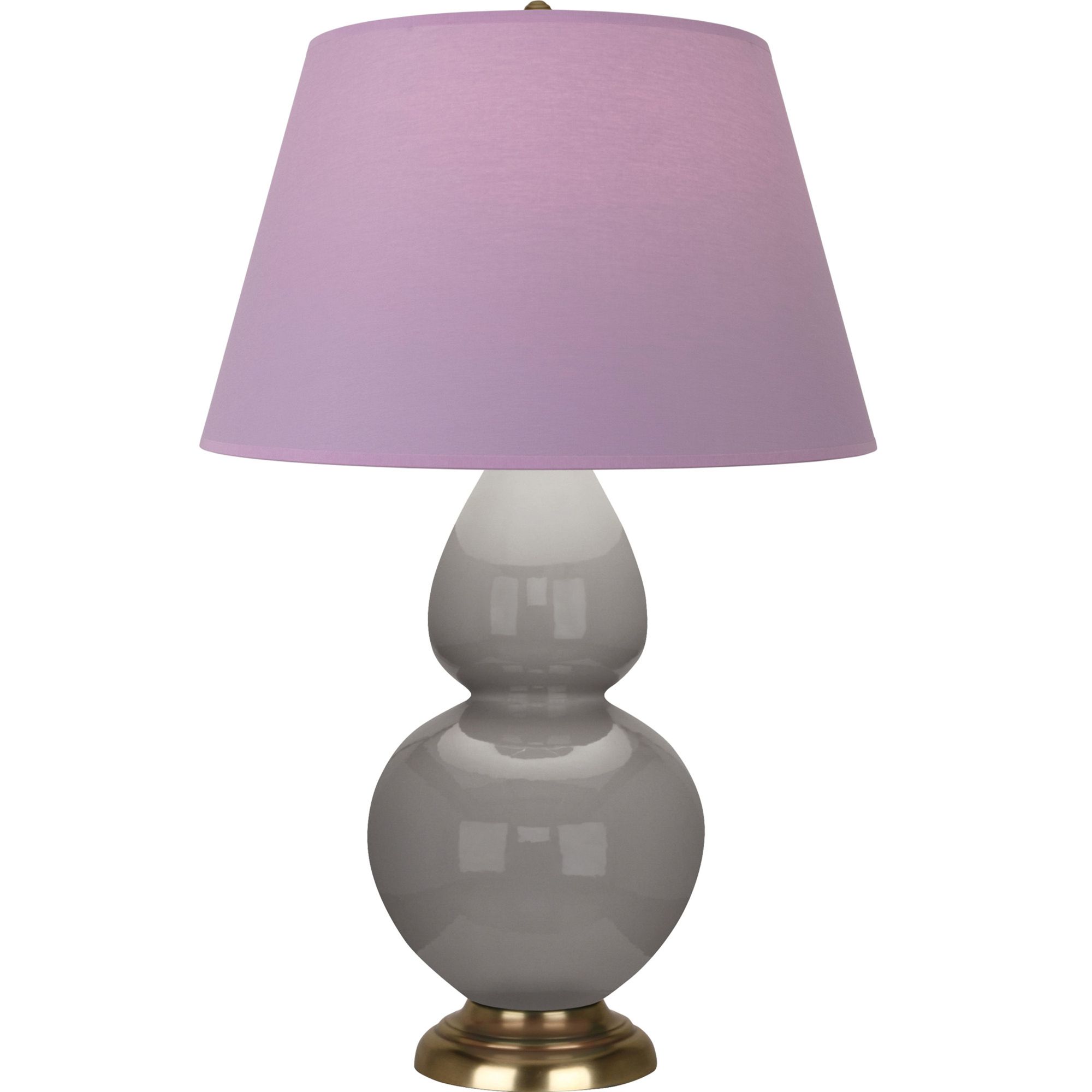 Image 2 Double Gourd 31"H Taupe And Brass Lamp w/ Lavender And Plum Shade more views