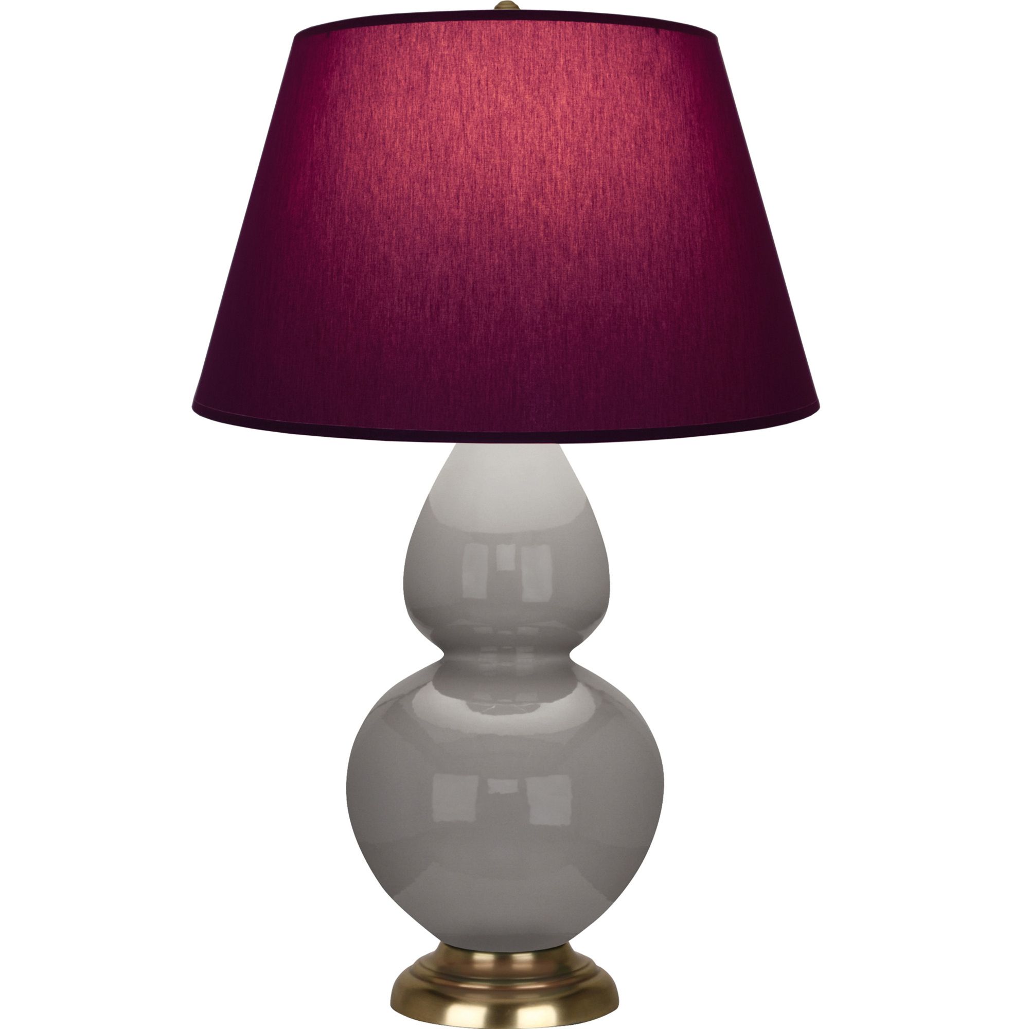 Image 2 Double Gourd 31"H Taupe And Brass Lamp w/ Plum And Lavender Shade more views